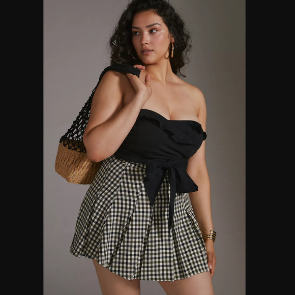 Anthropologie Ruffled Tie-Front Tube Top-Size Medium - NEW - Picture 2 of 5